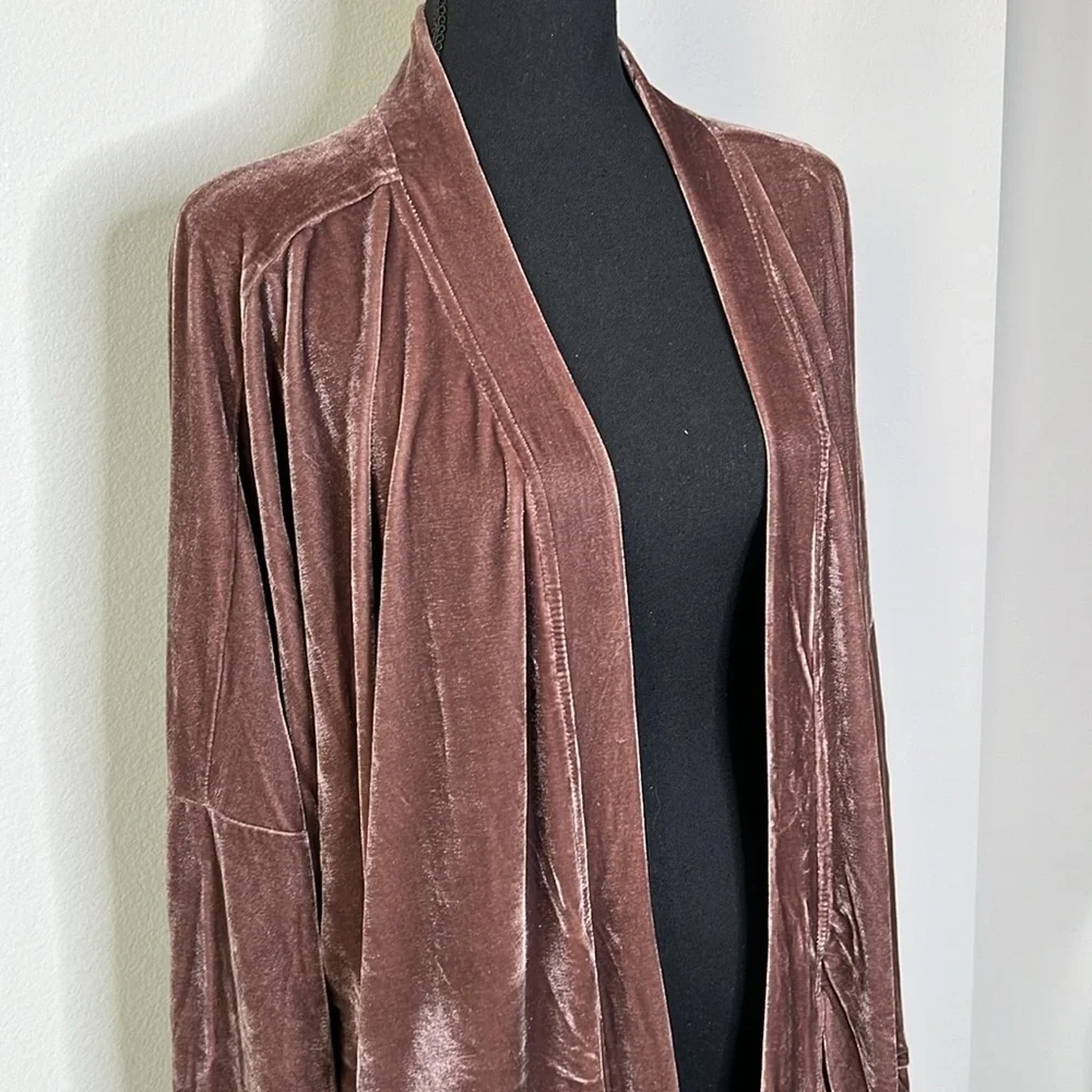 Soncy Velvet Long Sleeve Open Front Kimono in Dusty Mauve Size 5 (28W) NWT!